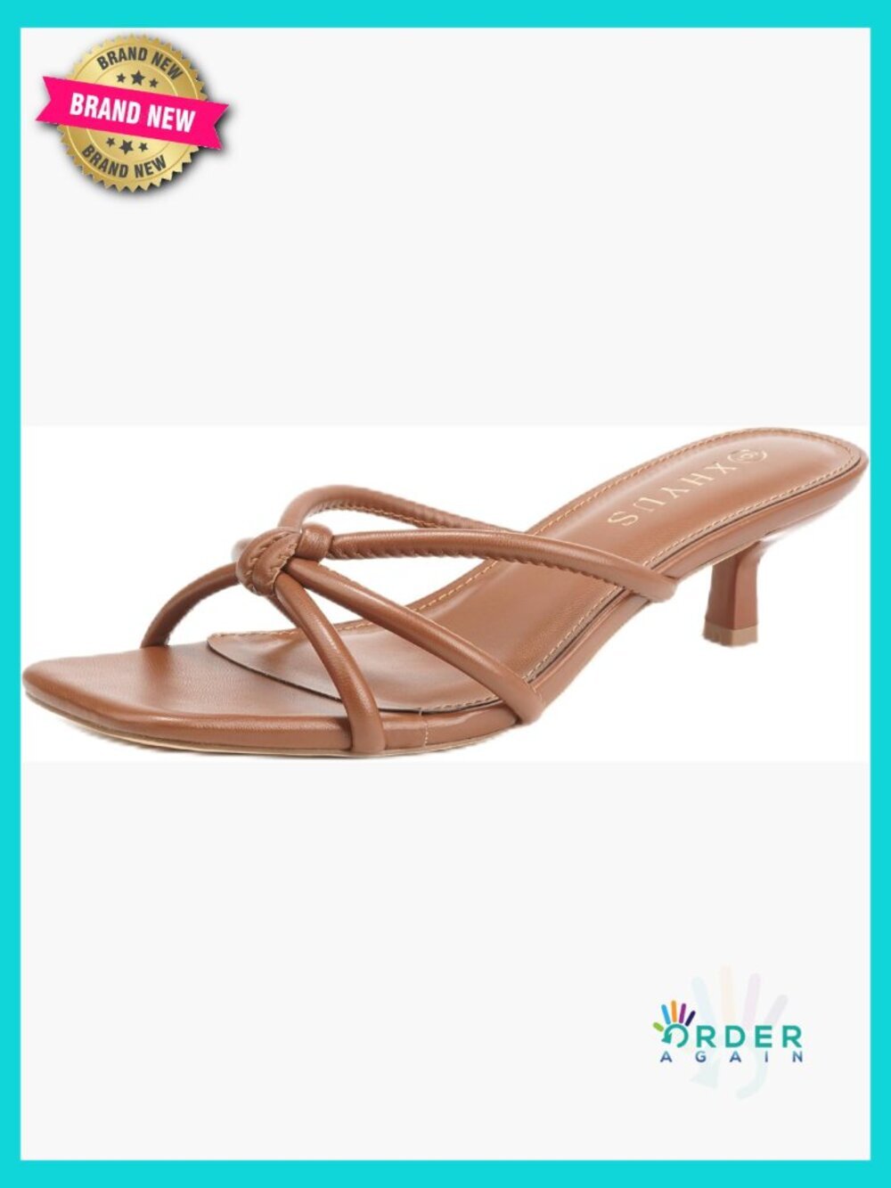 Kitten Heel Square Toe Sandals Chic Strappy Slip On Summer Fashion Knot Design